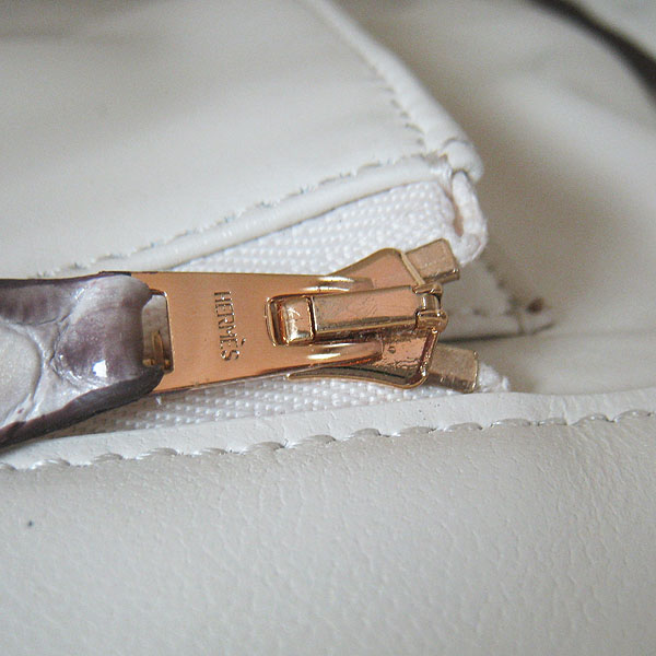 High Quality Fake Hermes Birkin 35CM Fish Veins Leather Bag Cream 6089 - Click Image to Close